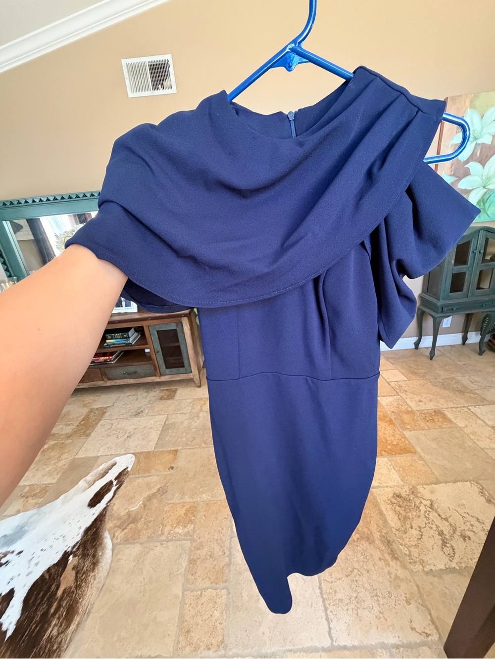 Club L London Navy One-Shoulder Cocktail Dress